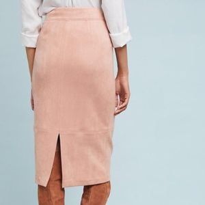 Anthropologie Blush Suede Midi Skirt